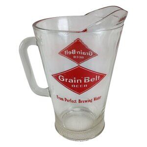 Grain Belt Beer 'From Perfect Brewing Water' 9" Glass Pitcher 1970s Vintage